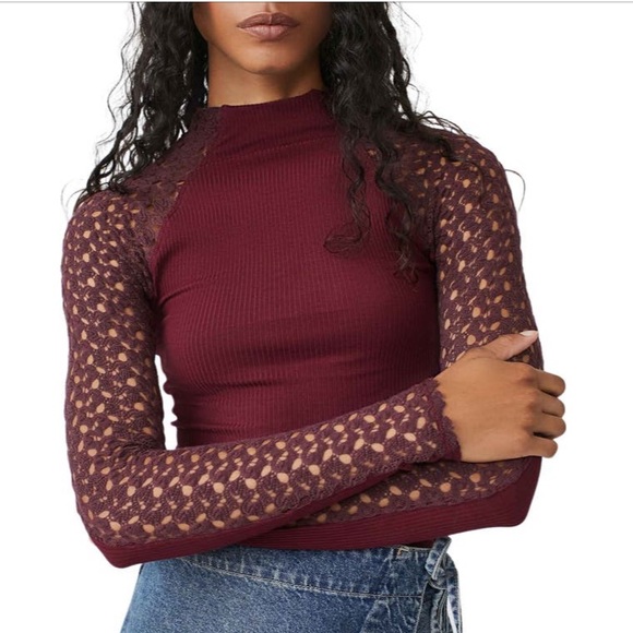 Free People Tops - FREE PEOPLE CLEMENTE MIX MEDIA TOP MEDIUM LARGE